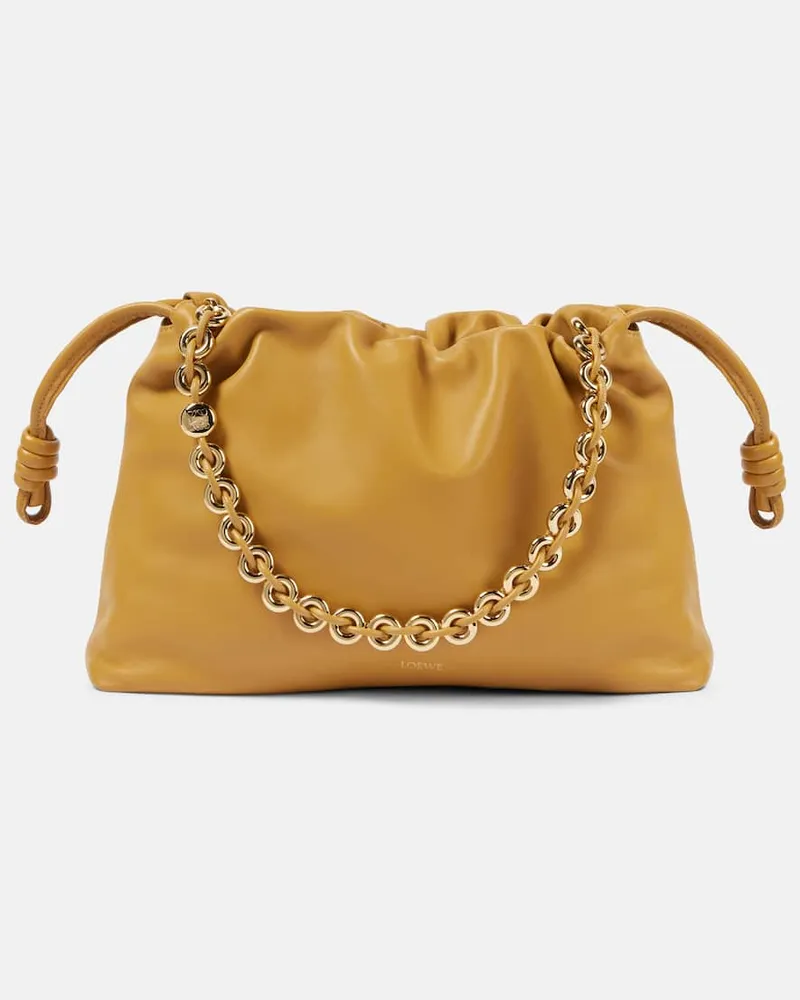 Loewe Clutch Flamenco Large aus Leder Gelb