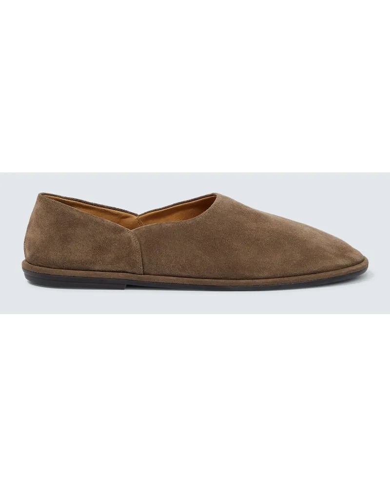The Row Slip-Ons Canal aus Veloursleder Grau