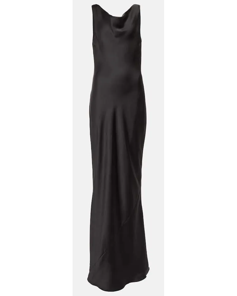 Norma Kamali Maxikleid Maria aus Satin Schwarz