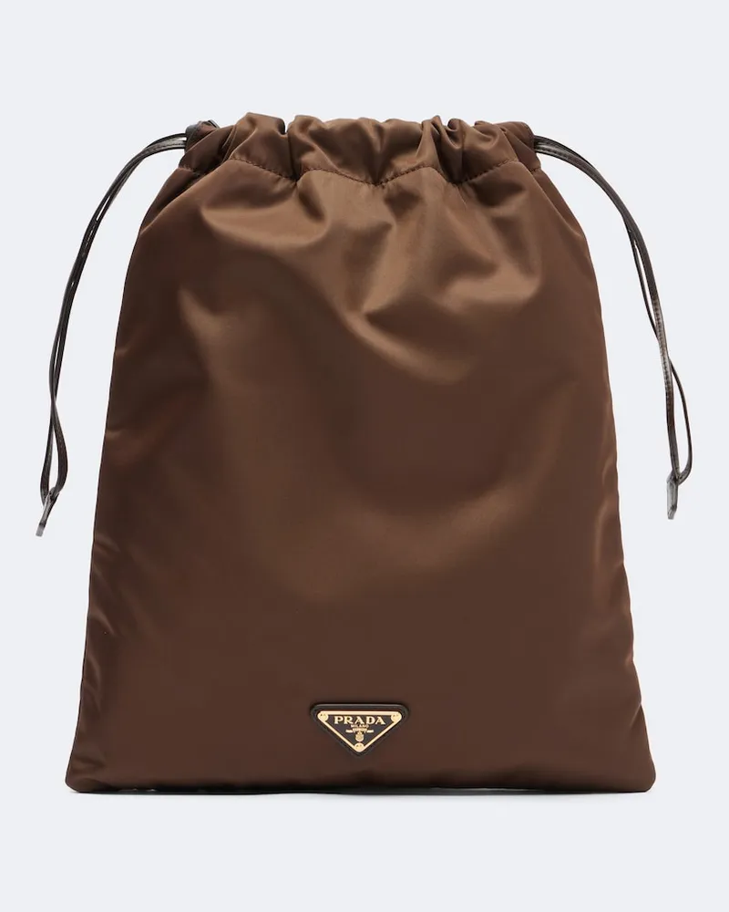 Prada Etui Prada Wish aus Re-Nylon mit Leder Braun