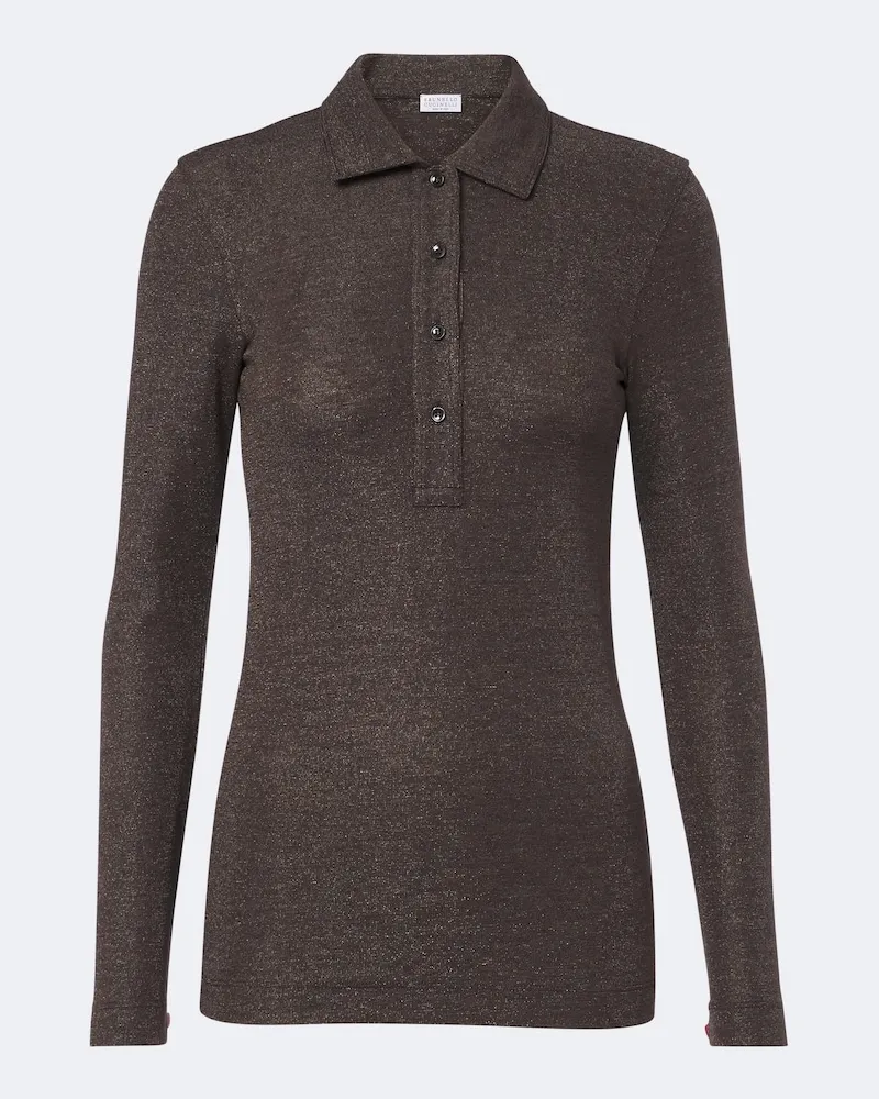 Brunello Cucinelli Polopullover aus einem Wollgemisch Braun
