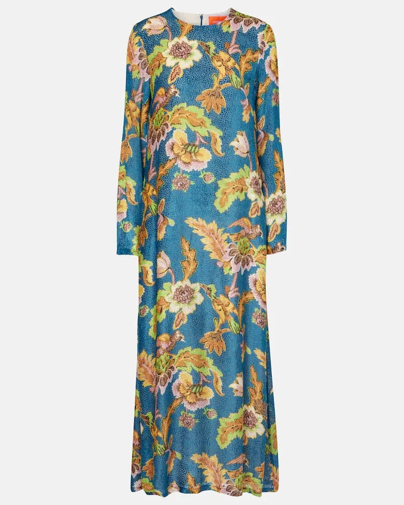 La DoubleJ Maxikleid Swing aus Devorée-Samt Multicolor