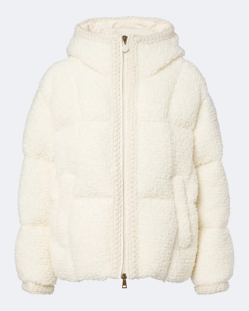 Moncler Daunenjacke Cristallin aus Bouclé Weiß