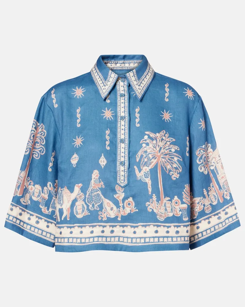 ALEMAIS Alémais Cropped-Hemd Acacia aus Leinen Blau