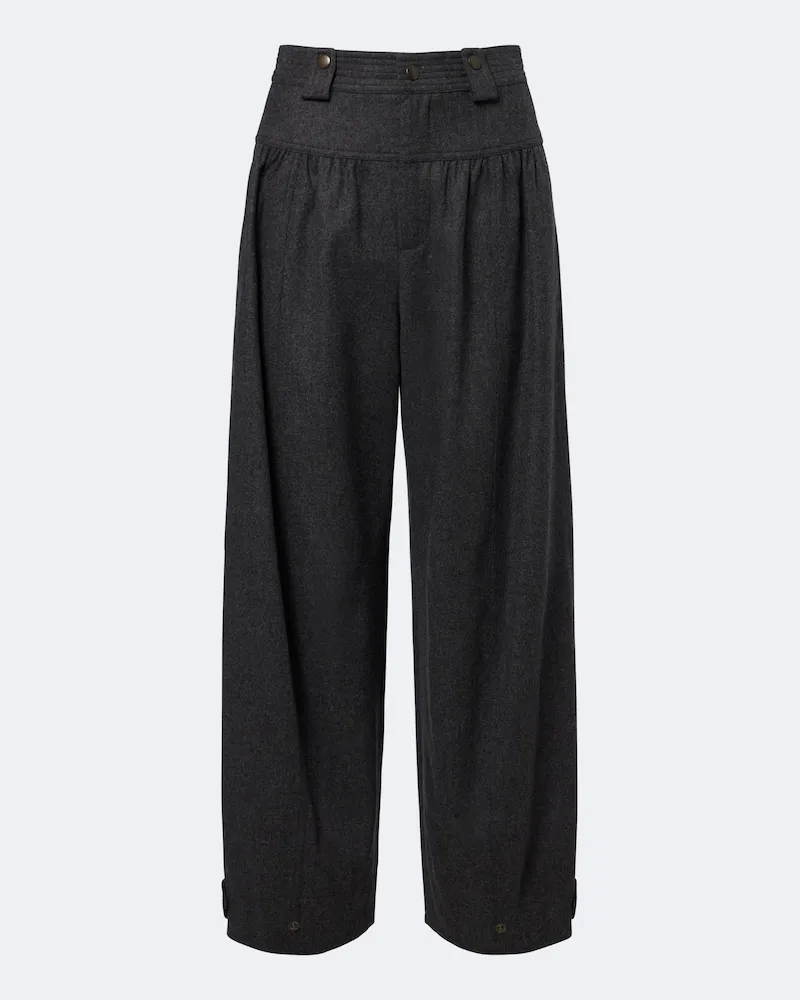 Chloé Chloé High-Rise Barrel-Hose aus Flanell Grau