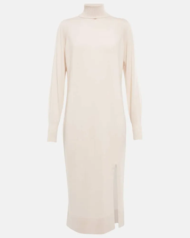 Jardin des Orangers Pullover-Midikleid aus Wolle und Kaschmir Weiß