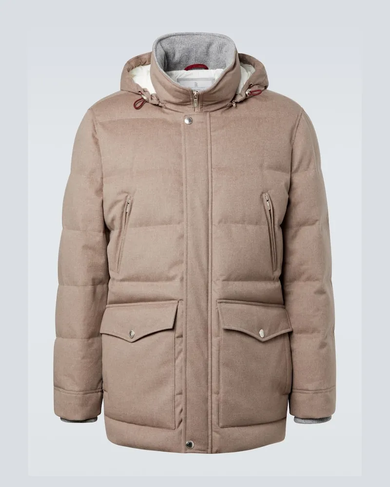 Brunello Cucinelli Daunenjacke aus Wolle Braun
