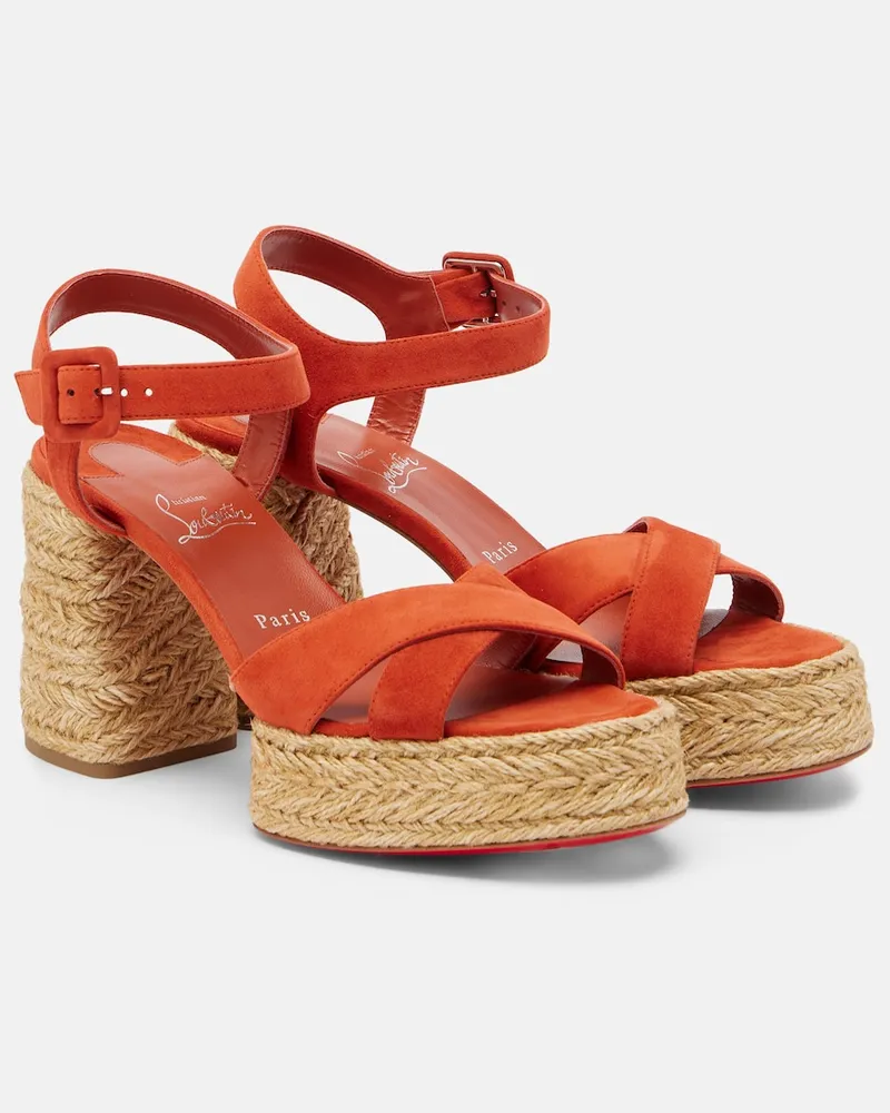 Christian Louboutin Espadrille-Sandalen Calakala aus Veloursleder Orange
