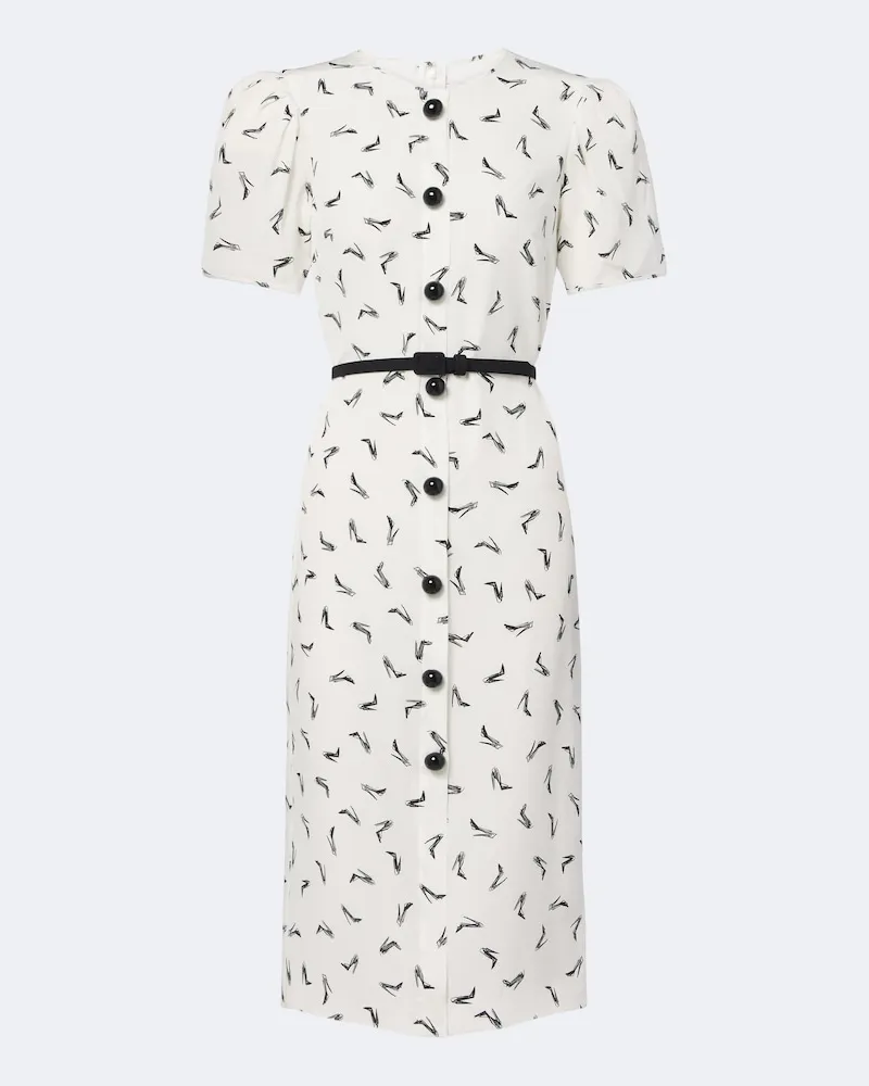 Carolina Herrera New York Midikleid Crêpe de Chine aus Seide Weiß