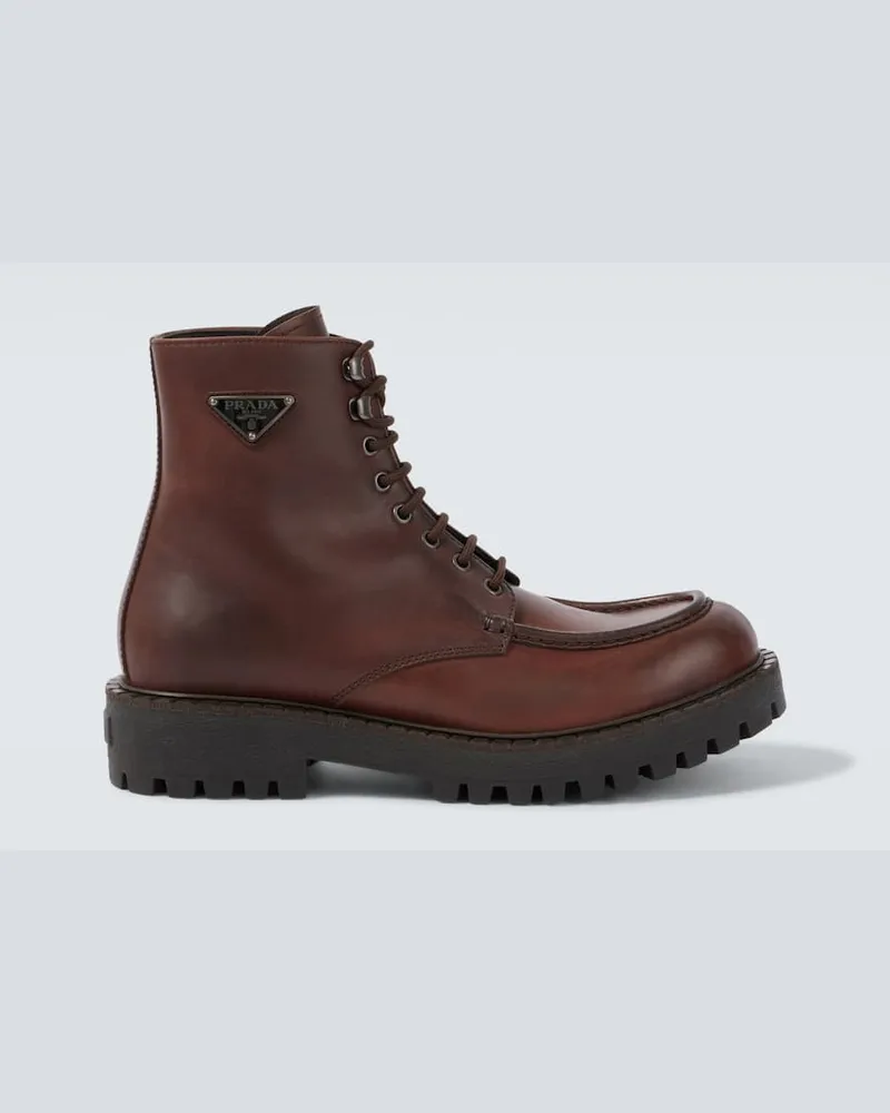 Prada Schnürstiefel aus Leder Braun