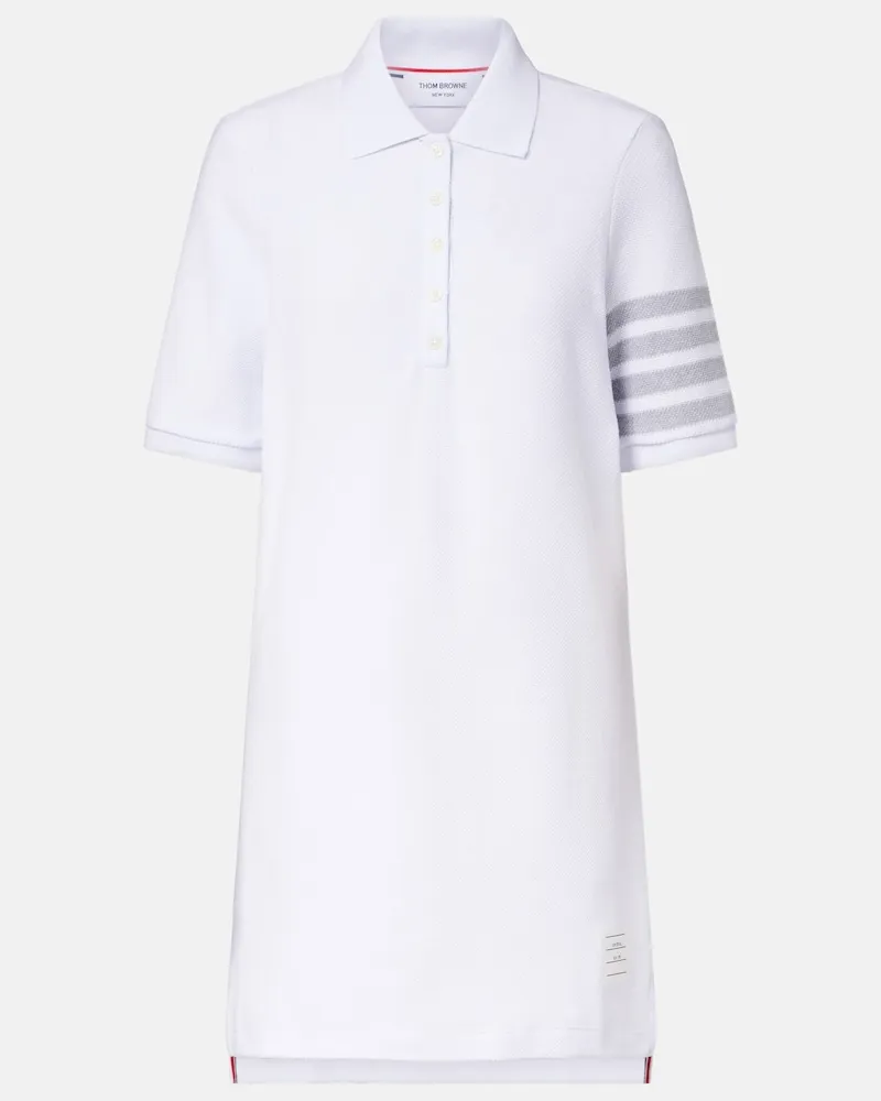 Thom Browne Polokleid 4-Bar aus Baumwoll-Piqué Weiß