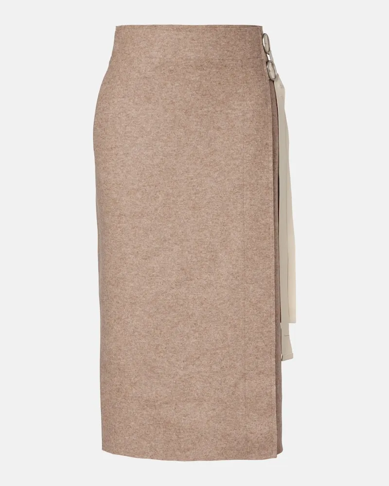 Jil Sander Midirock aus einem Wollgemisch Beige