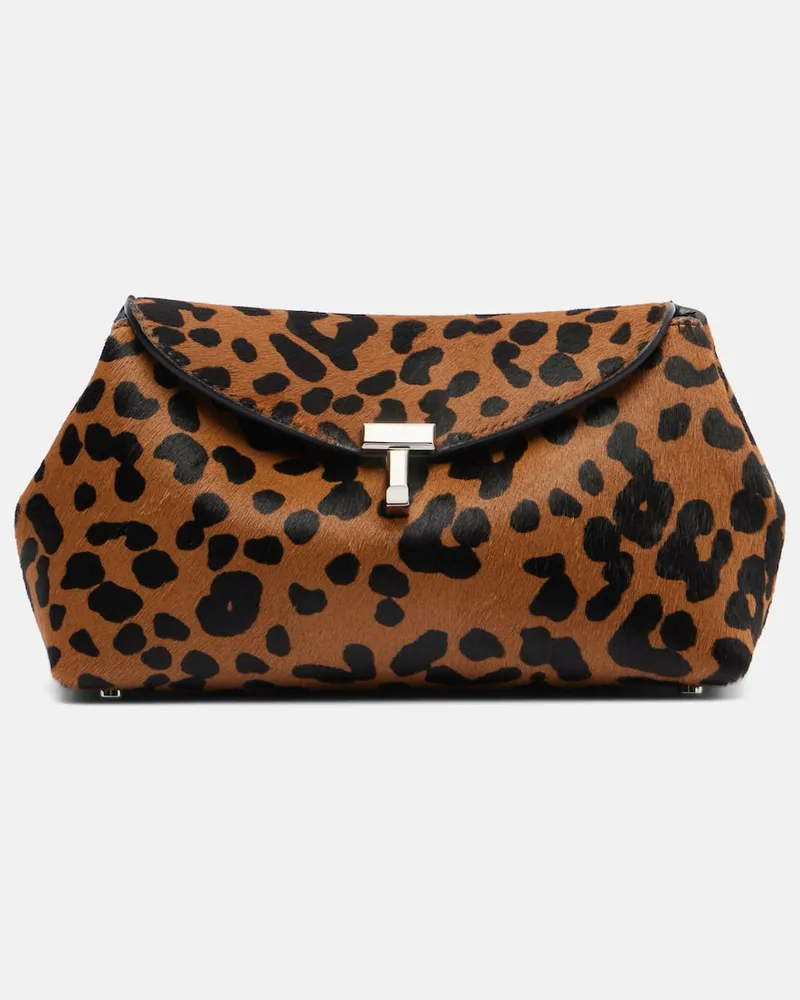Totême Clutch T-Lock Mini aus Kalbshaar Multicolor