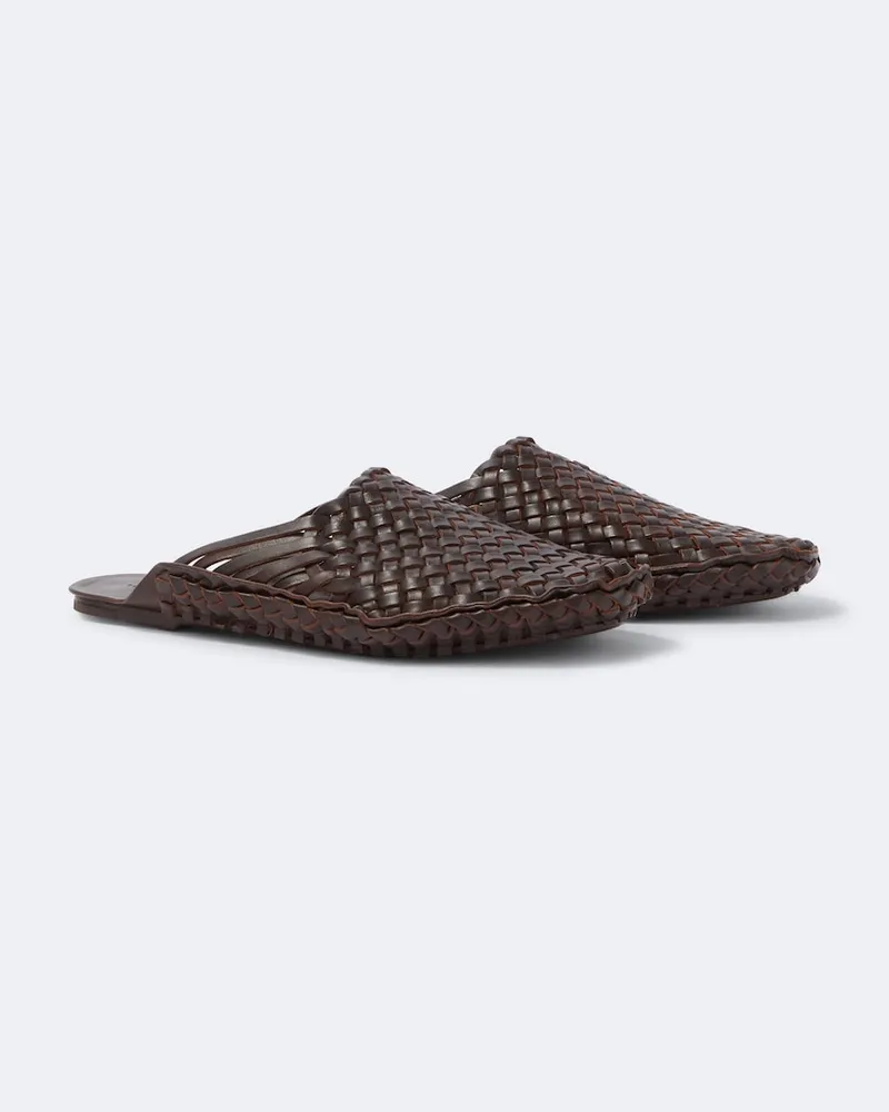 The Row Geflochtene Slip-on-Schuhe aus Leder Braun