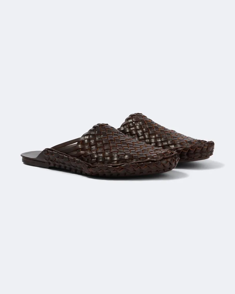 The Row Slippers aus Leder Braun