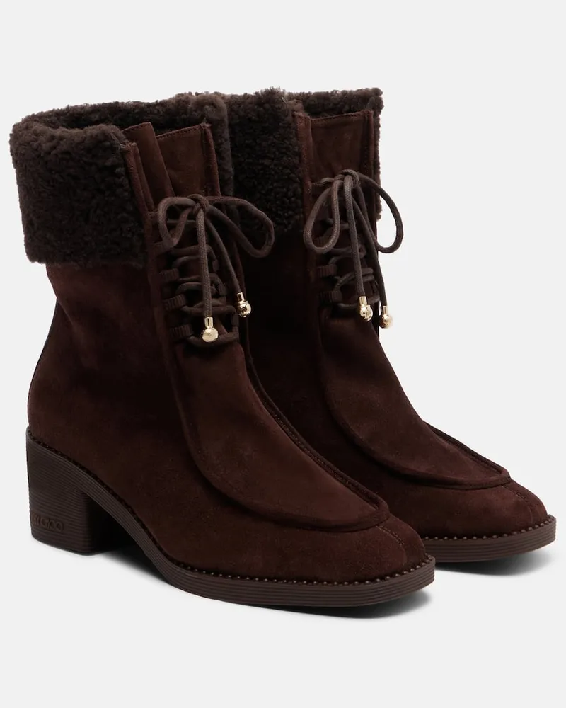 Jimmy Choo Ankle Boots Hali aus Veloursleder Braun