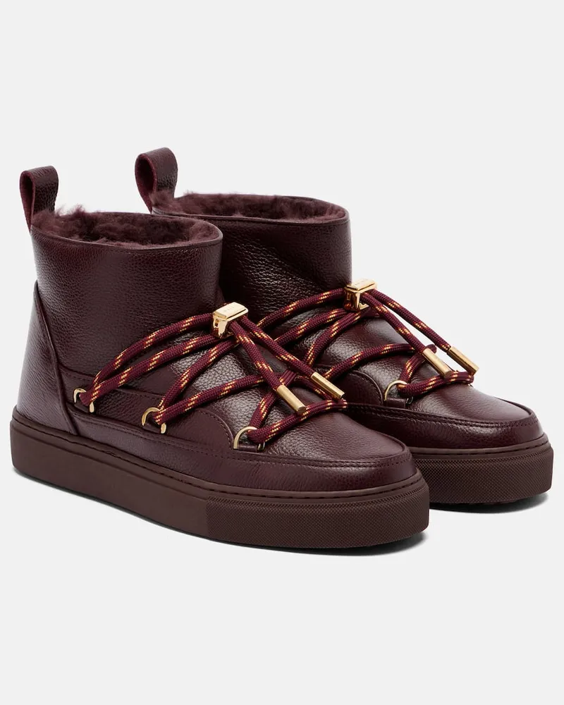 INUIKII Schneestiefel Full Leather Gloss aus Leder Burgund