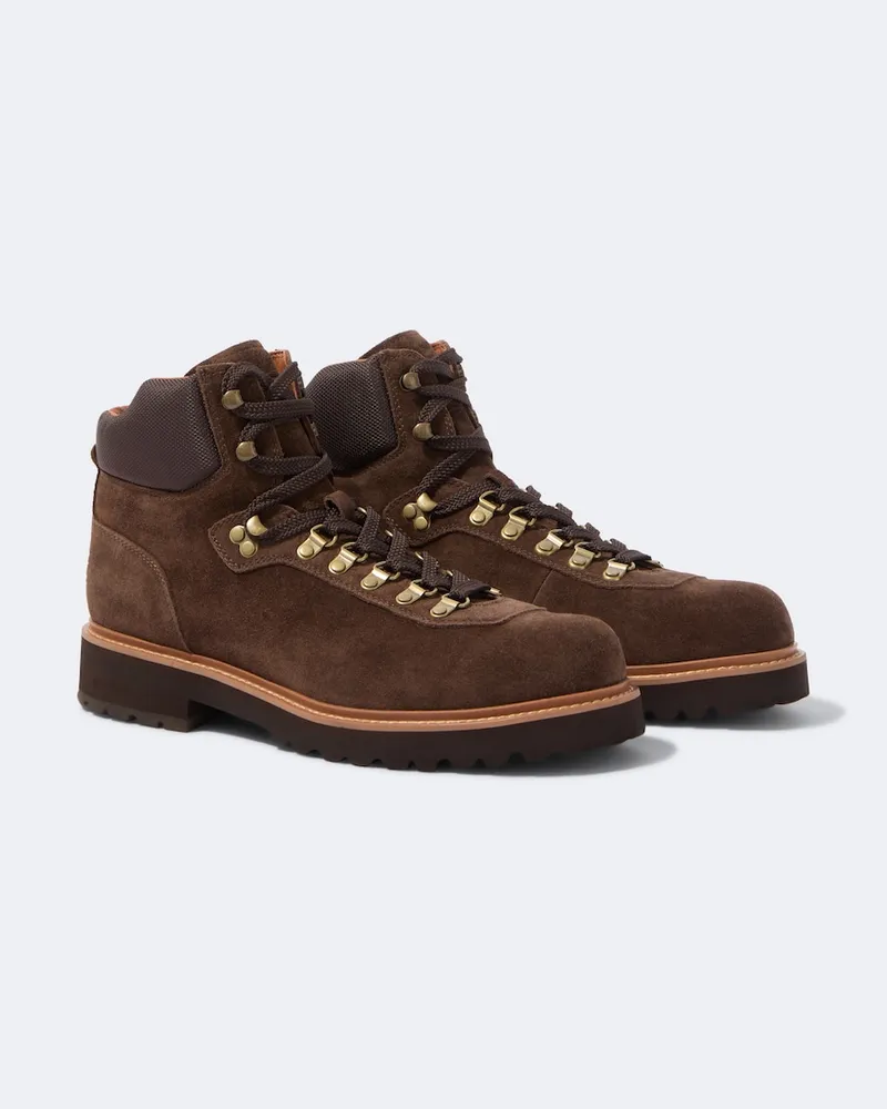 Ralph Lauren Schnürstiefel aus Veloursleder Braun