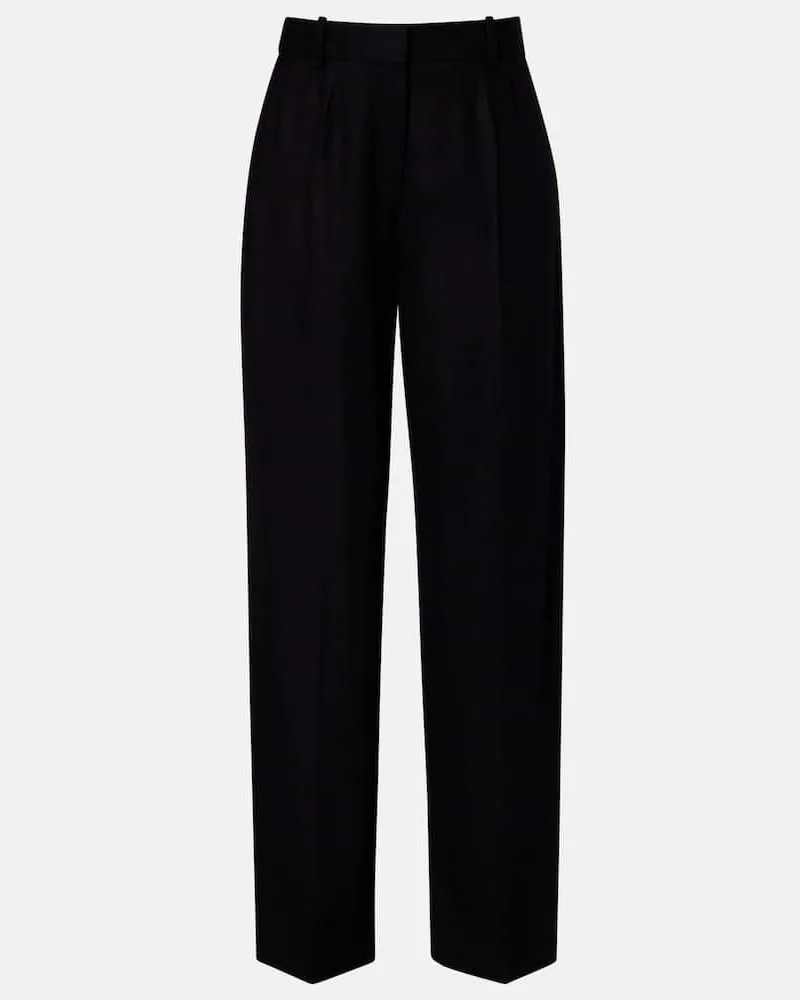 Totême Weite Hose aus Flanell Schwarz