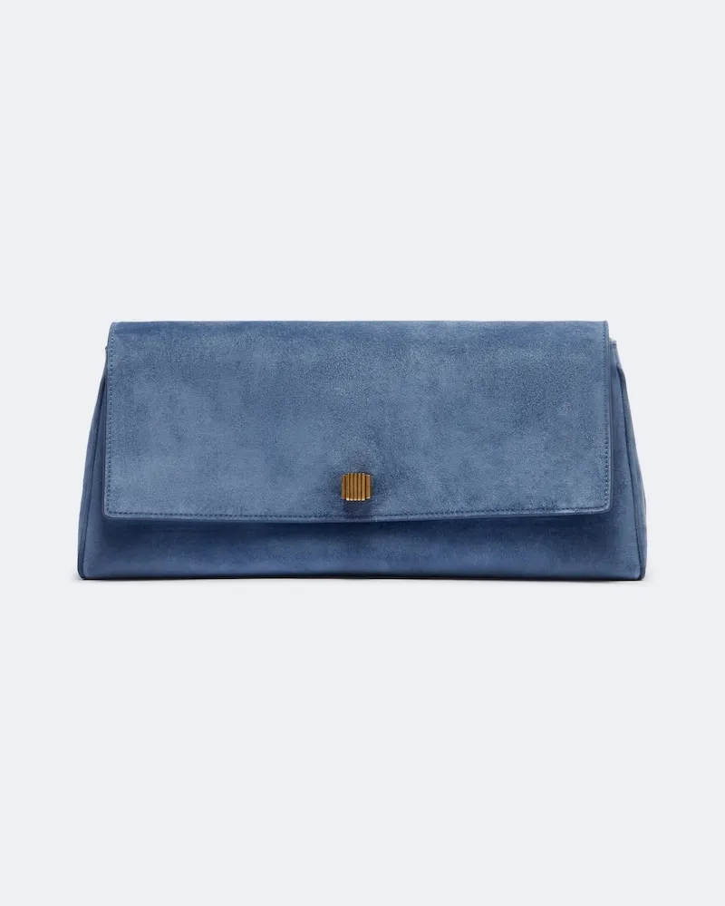 KHAITE Clutch Audrey Medium aus Veloursleder Blau