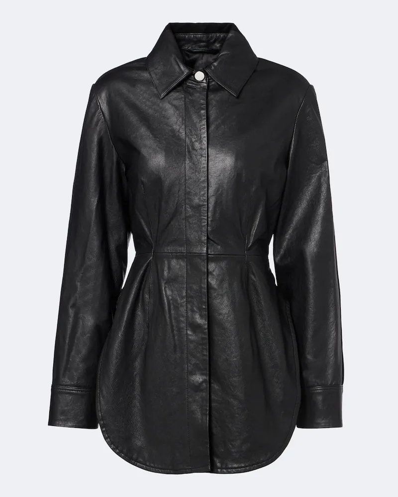 SPORTMAX Hemd aus Leder und Veloursleder Schwarz