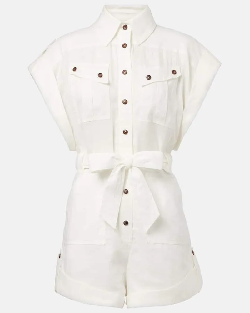 Zimmermann Playsuit aus Leinen Weiß