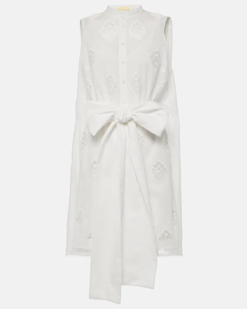 Erdem Besticktes Minikleid aus einem Baumwollgemisch Weiß