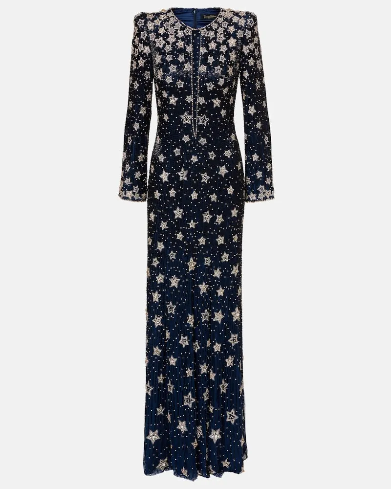 Jenny Packham Verzierte Robe Madrigal Blau