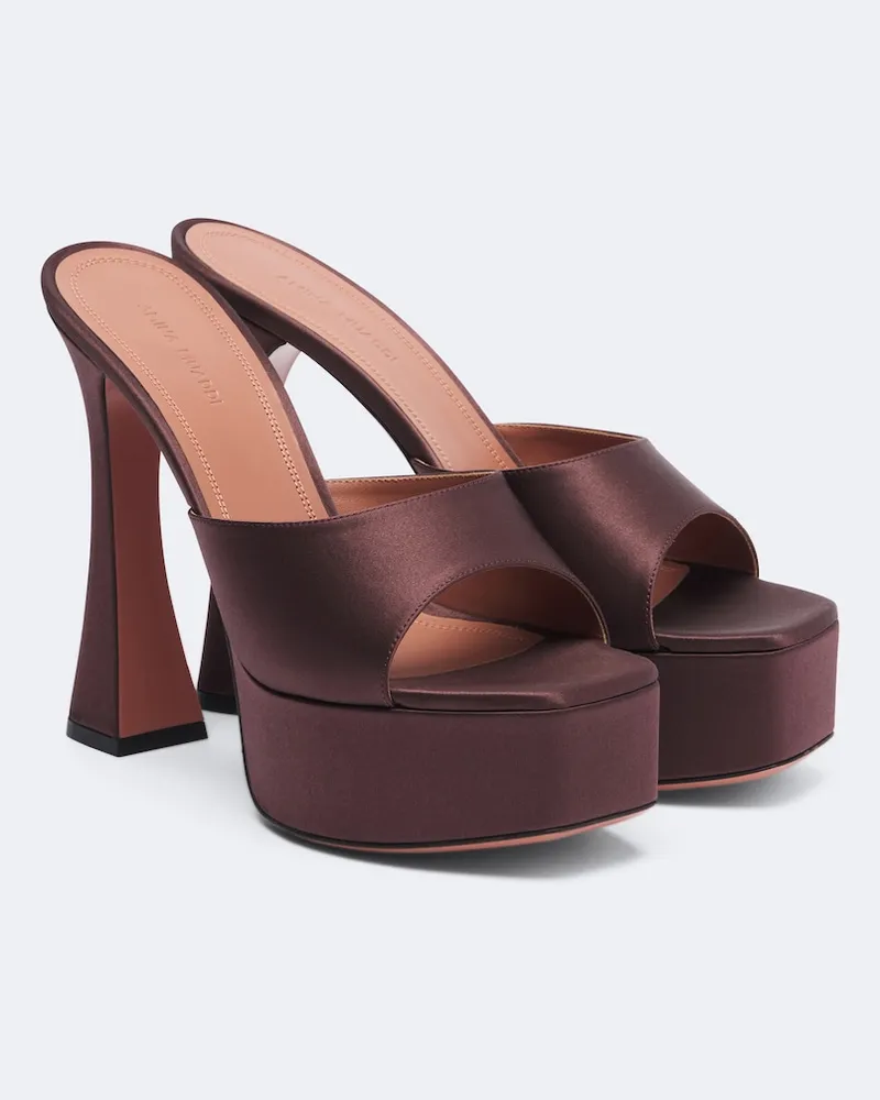 Amina Muaddi Plateau-Mules Dalida aus Satin Burgunderrot