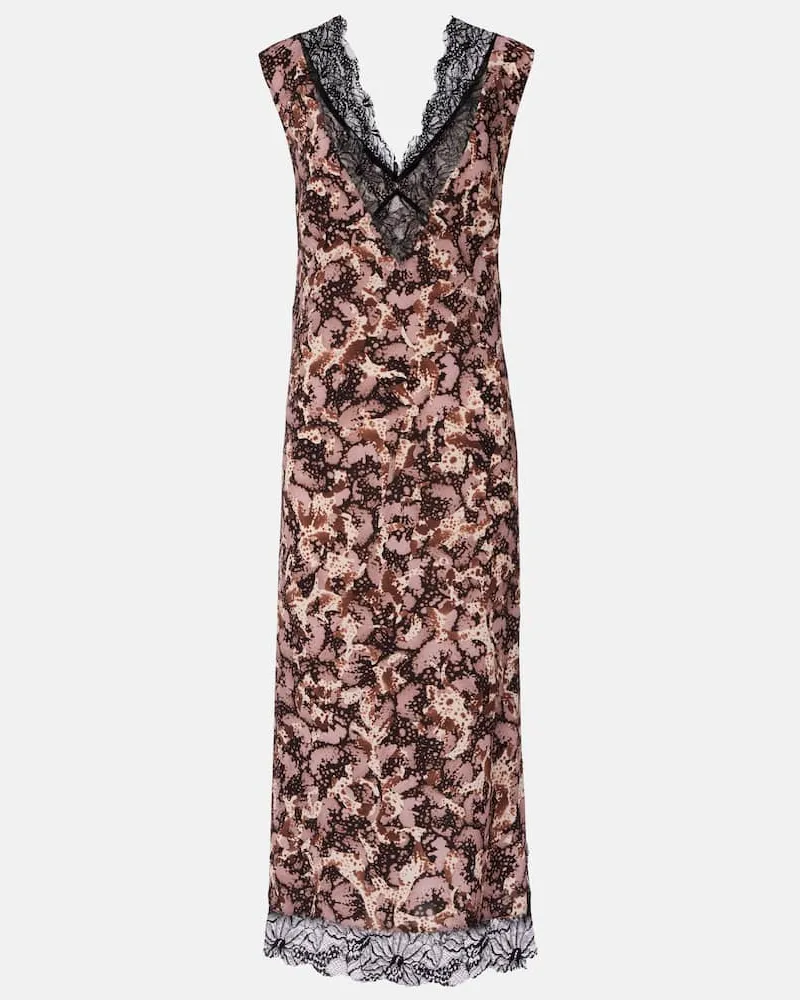 Dries van Noten Midikleid mit Spitze Braun