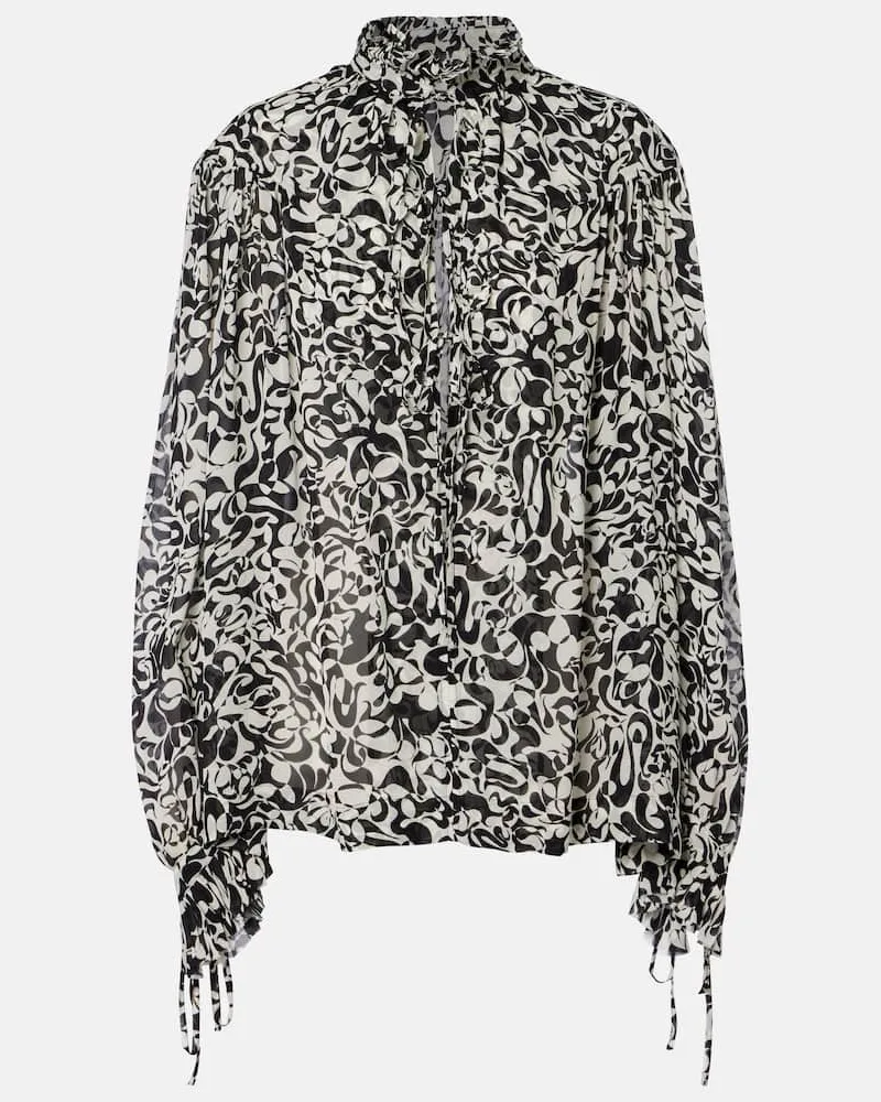 Dries van Noten Bedruckte Schluppenbluse Schwarz