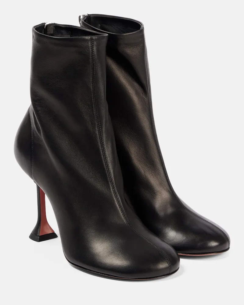 Amina Muaddi Ankle Boots Iris 95 aus Leder Schwarz