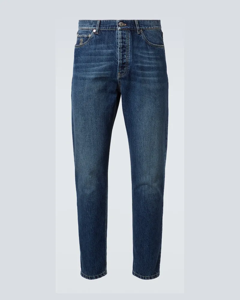 Brunello Cucinelli Mid-Rise Slim Jeans Blau