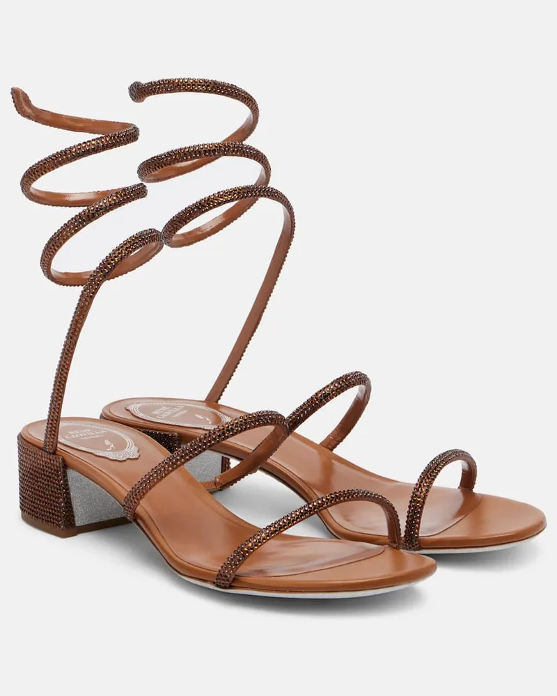 René Caovilla Sandalen Cleo 40 aus Satin mit Kristallen Braun