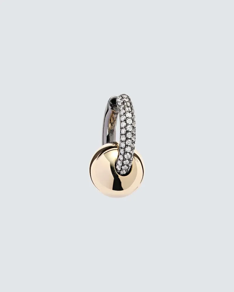Rainbow K Einzelner Ohrring aus 14kt Gelb- und Schwarzgold mit Diamanten Gold