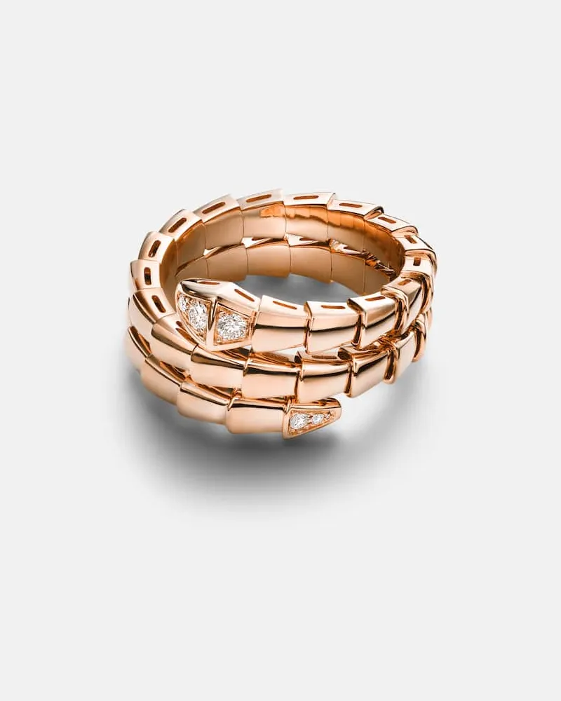 Bulgari Ring Serpenti Viper aus 18kt Roségold mit Diamanten Rosa