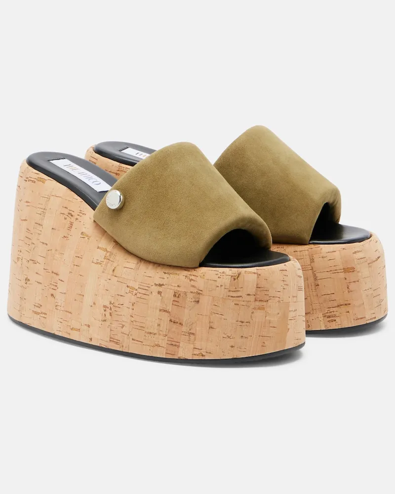 ATTICO Plateau-Pantoletten Mochi aus Veloursleder Grün