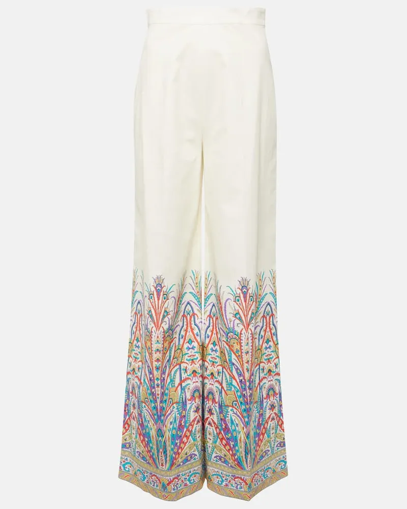 Etro Weite Hose aus einem Baumwollgemisch Weiß