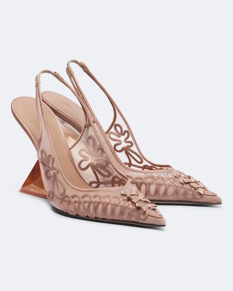 ATTICO Bestickte Slingback-Pumps Cheope Rosa