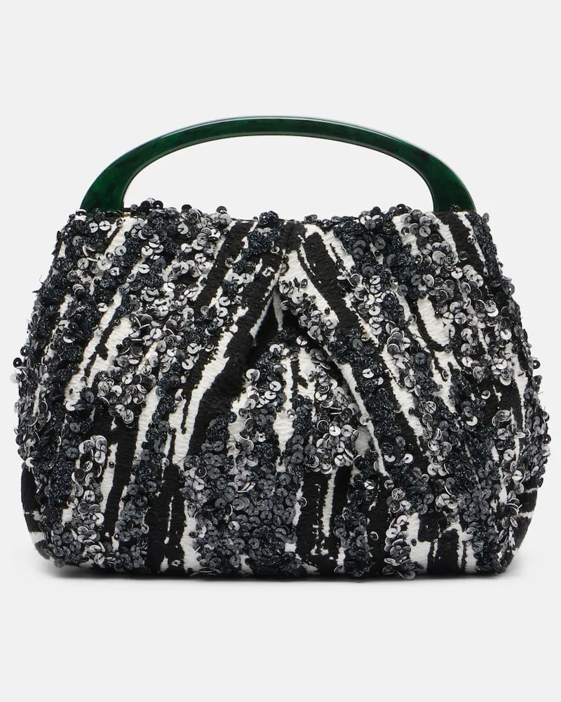 Dries van Noten Tote Bag aus Jacquard mit Pailletten Schwarz