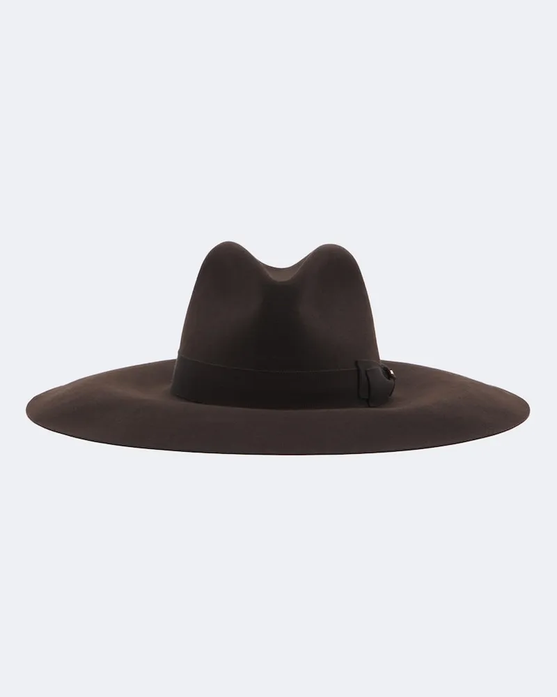 Valentino Garavani Fedora VLogo aus Kaschmirfilz Braun