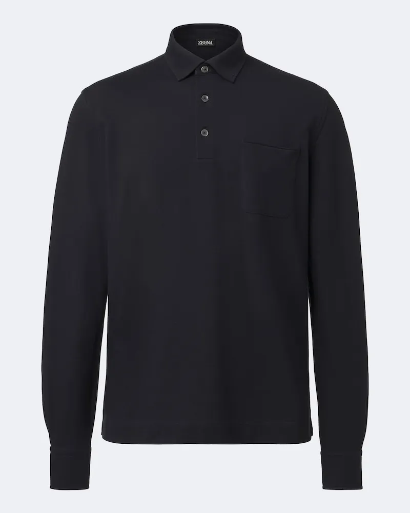 Ermenegildo Zegna Poloshirt aus Baumwoll-Piqué Blau