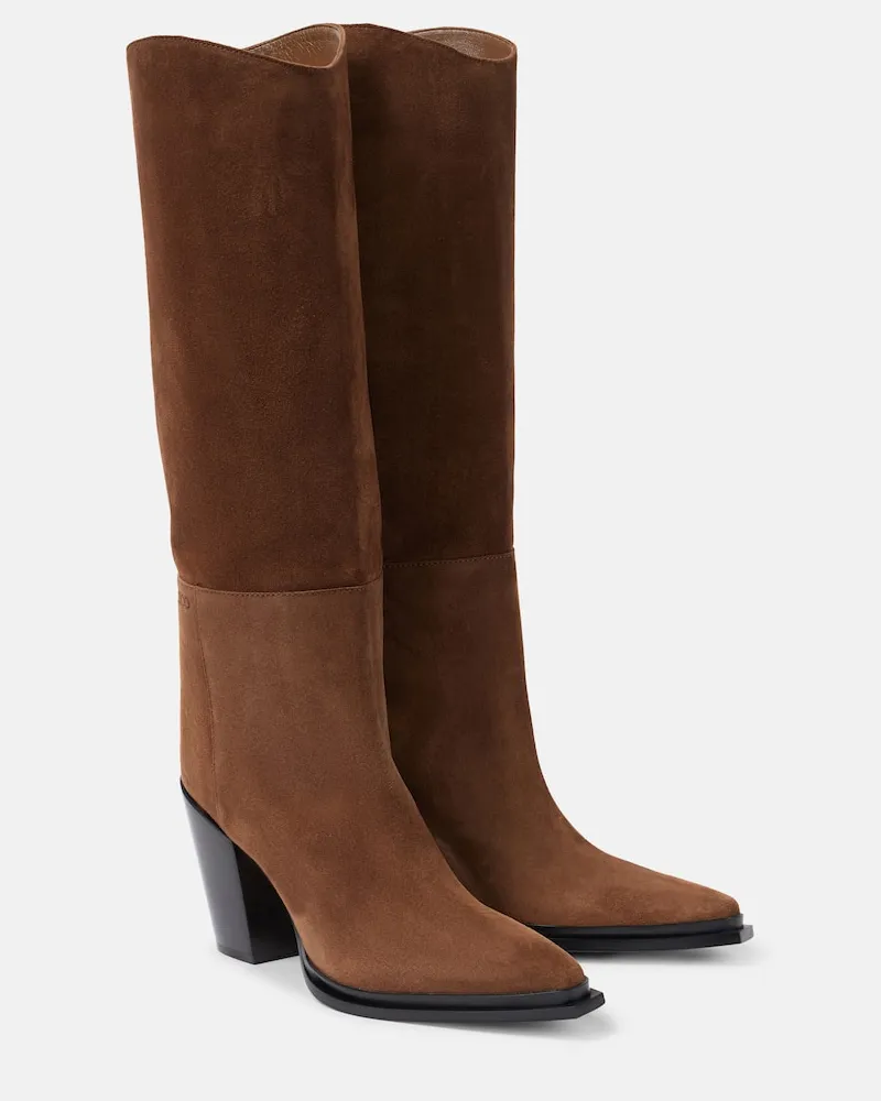 Jimmy Choo Stiefel Cece 80 aus Veloursleder Beige