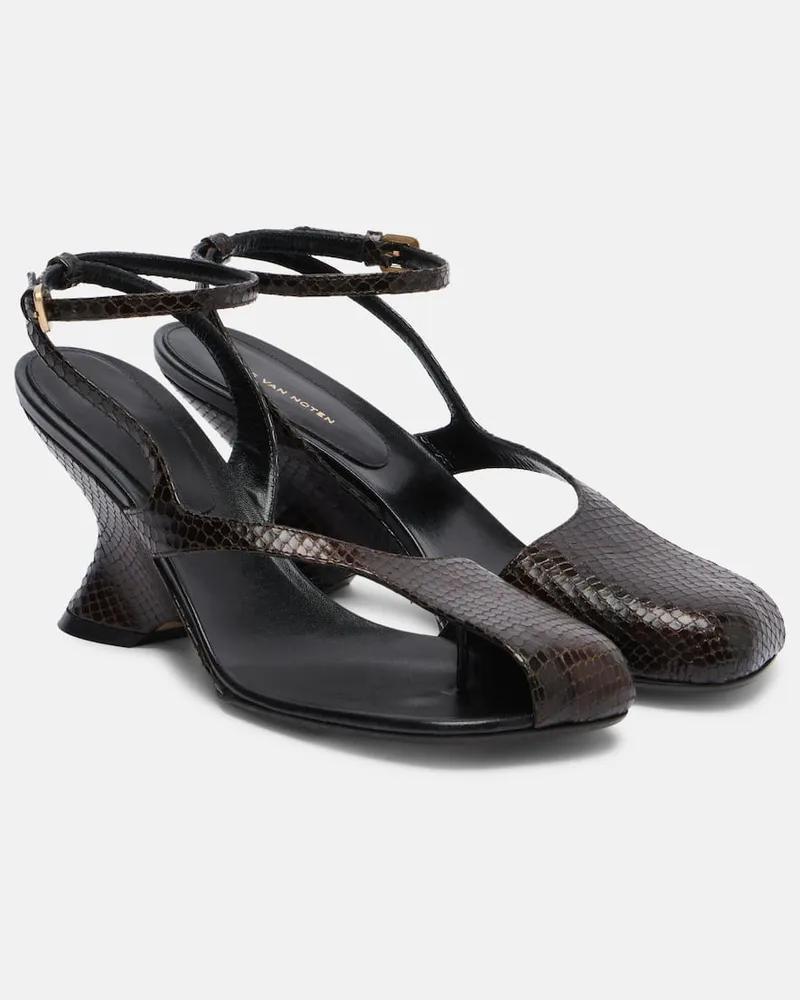 Dries van Noten Wedge-Sandalen 75 aus Leder Braun