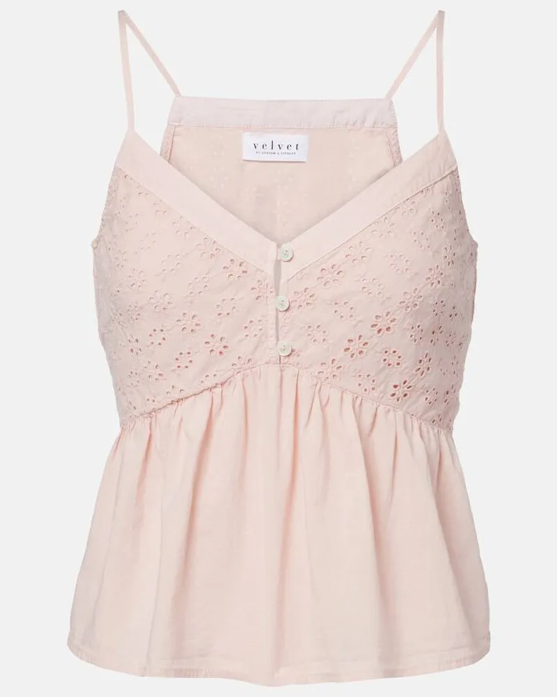 Velvet Besticktes Top Aliah aus Baumwollpopeline Pink