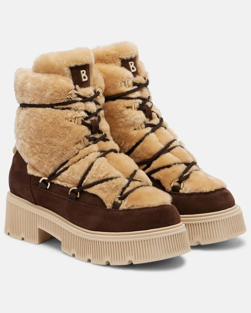 Bogner Ankle Boots Torino aus Shearling und Veloursleder Braun