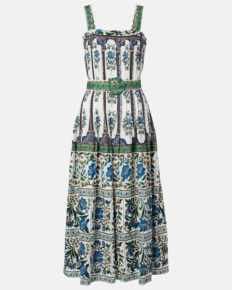 FARM Rio Midikleid Manoela aus einem Leinengemisch Multicolor