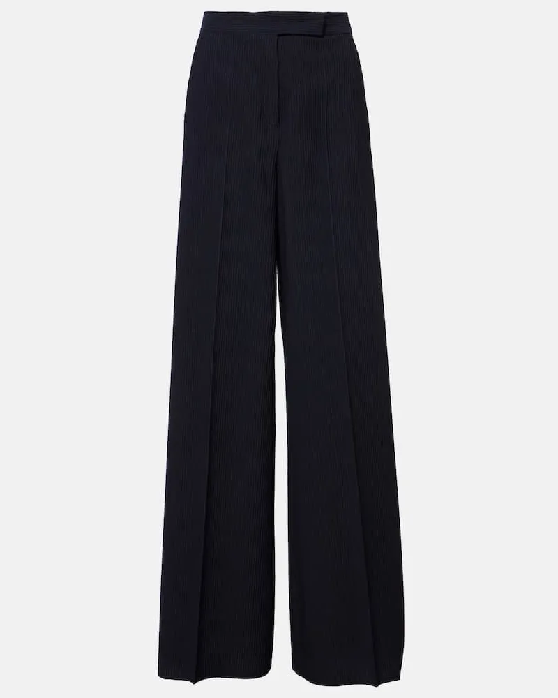 Max Mara Weite Hose Osol aus einem Wollgemisch Blau