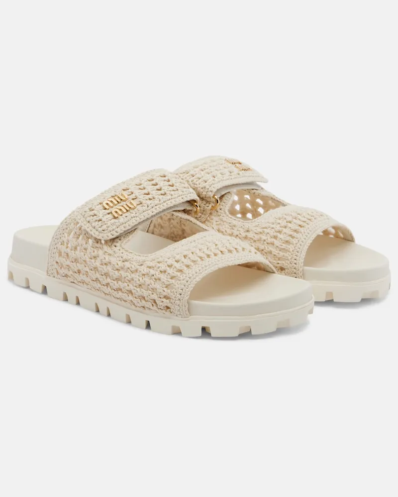 Miu Miu Sandalen aus Häkelstrick Weiß