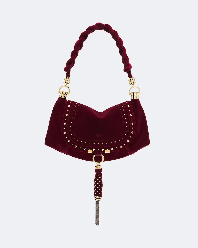 Chloé Chloé Schultertasche Marcie Foulard Small aus Samt Rot